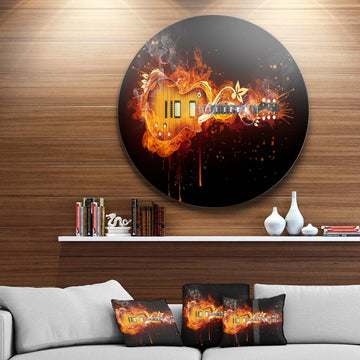 Electric Guitar - Abstract Metal Circle Wall Art